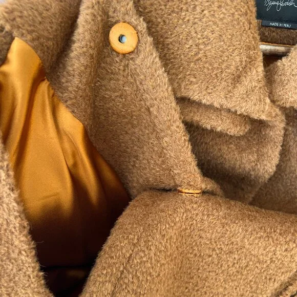 Sentaler Bouclé Alpaca Moto Jacket Signature Double Collar - Dark Camel - Small